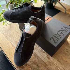 Zegna Men's Triple Stitch Suede Sneakers - Never Worn - Original Packaging